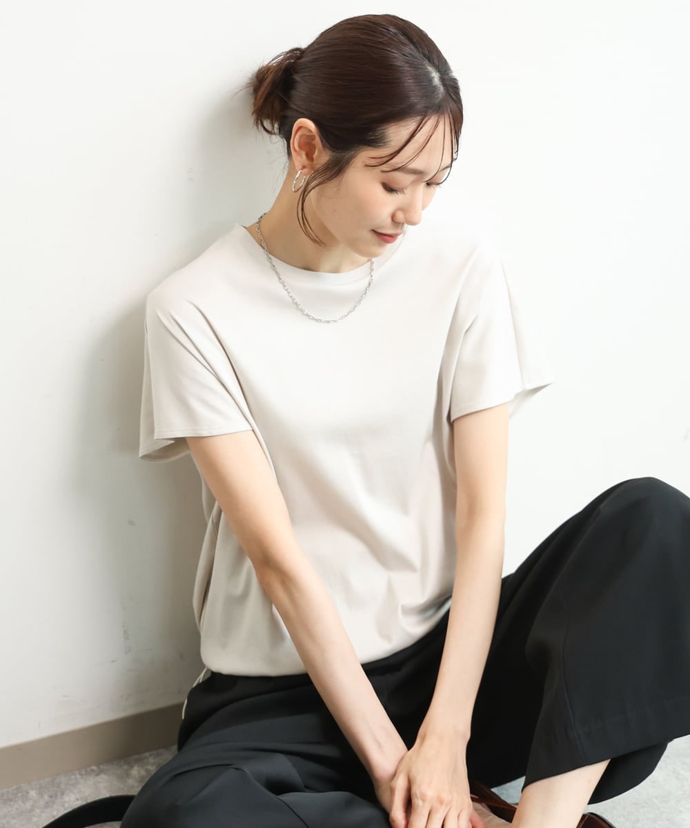 FKKGD62090 MK MICHEL KLEIN(MK ミッシェルクラン) [接触冷感/洗える]裾ドロストデザインカットソー グレージュ