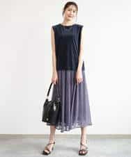 FKKJD24080 MK MICHEL KLEIN(MK ミッシェルクラン) [洗える]シアーベロア ノースリーブトップス モカベージュ