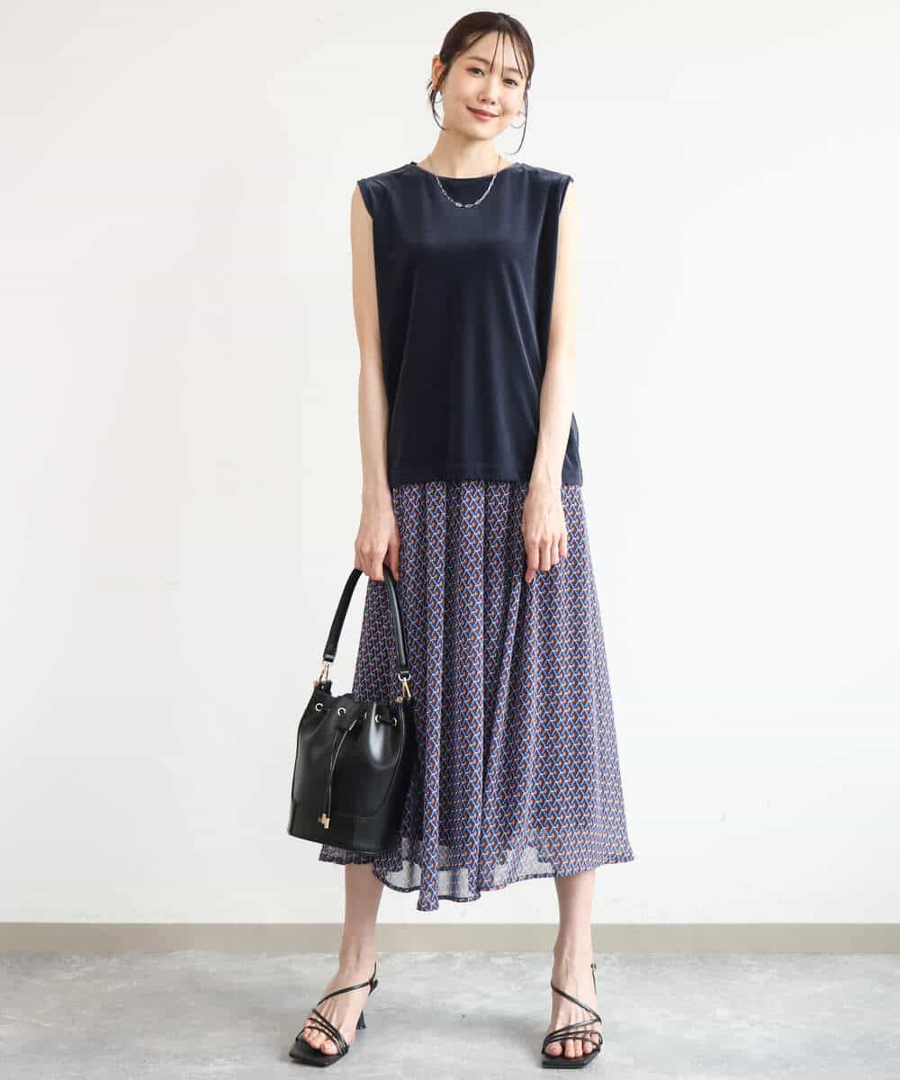FKKJD24080 MK MICHEL KLEIN(MK ミッシェルクラン) [洗える]シアーベロア ノースリーブトップス モカベージュ