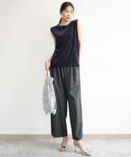 FKKJD24080 MK MICHEL KLEIN(MK ミッシェルクラン) [洗える]シアーベロア ノースリーブトップス モカベージュ