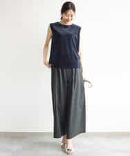 FKKJD24080 MK MICHEL KLEIN(MK ミッシェルクラン) [洗える]シアーベロア ノースリーブトップス モカベージュ
