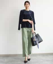 FKKJD24080 MK MICHEL KLEIN(MK ミッシェルクラン) [洗える]シアーベロア ノースリーブトップス モカベージュ