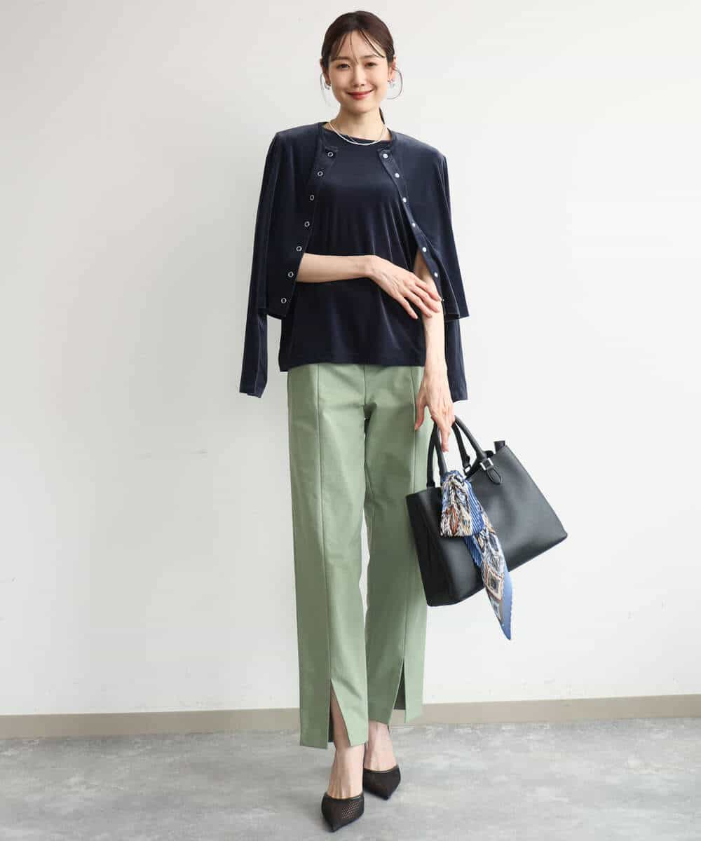 FKKJD24080 MK MICHEL KLEIN(MK ミッシェルクラン) [洗える]シアーベロア ノースリーブトップス モカベージュ