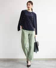 FKKJD24080 MK MICHEL KLEIN(MK ミッシェルクラン) [洗える]シアーベロア ノースリーブトップス モカベージュ