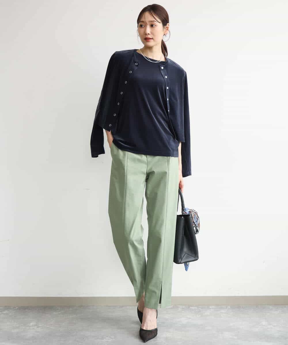 FKKJD24080 MK MICHEL KLEIN(MK ミッシェルクラン) [洗える]シアーベロア ノースリーブトップス モカベージュ