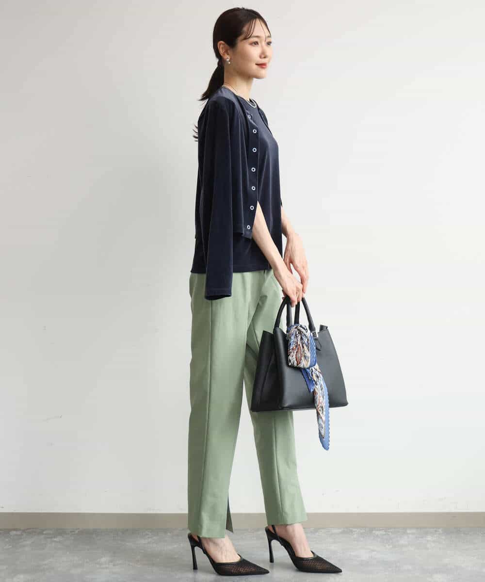 FKKJD24080 MK MICHEL KLEIN(MK ミッシェルクラン) [洗える]シアーベロア ノースリーブトップス モカベージュ