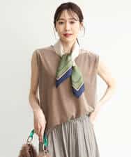 FKKJD24080 MK MICHEL KLEIN(MK ミッシェルクラン) [洗える]シアーベロア ノースリーブトップス モカベージュ