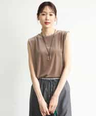 FKKJD24080 MK MICHEL KLEIN(MK ミッシェルクラン) [洗える]シアーベロア ノースリーブトップス モカベージュ