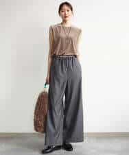 FKKJD24080 MK MICHEL KLEIN(MK ミッシェルクラン) [洗える]シアーベロア ノースリーブトップス モカベージュ