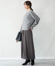 FKLAG52170 MK MICHEL KLEIN(MK ミッシェルクラン) [洗える]起毛サテンワイドパンツ マスタード