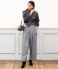 FKLAG53170 MK MICHEL KLEIN(MK ミッシェルクラン) [洗える]バレル風シルエット梳毛パンツ ダークグレー