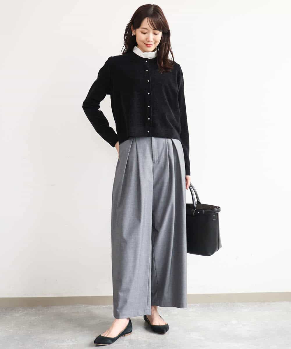 FKLAG53170 MK MICHEL KLEIN(MK ミッシェルクラン) [洗える]バレル風シルエット梳毛パンツ ダークグレー