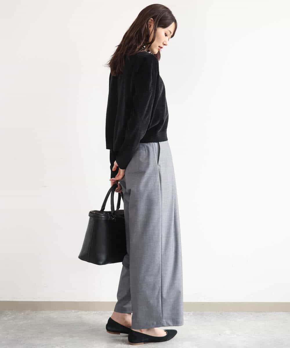 FKLAG53170 MK MICHEL KLEIN(MK ミッシェルクラン) [洗える]バレル風シルエット梳毛パンツ ダークグレー