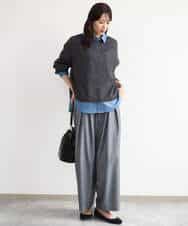 FKLAG53170 MK MICHEL KLEIN(MK ミッシェルクラン) [洗える]バレル風シルエット梳毛パンツ ダークグレー