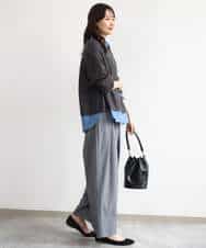 FKLAG53170 MK MICHEL KLEIN(MK ミッシェルクラン) [洗える]バレル風シルエット梳毛パンツ ダークグレー