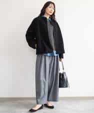 FKLAG53170 MK MICHEL KLEIN(MK ミッシェルクラン) [洗える]バレル風シルエット梳毛パンツ ダークグレー