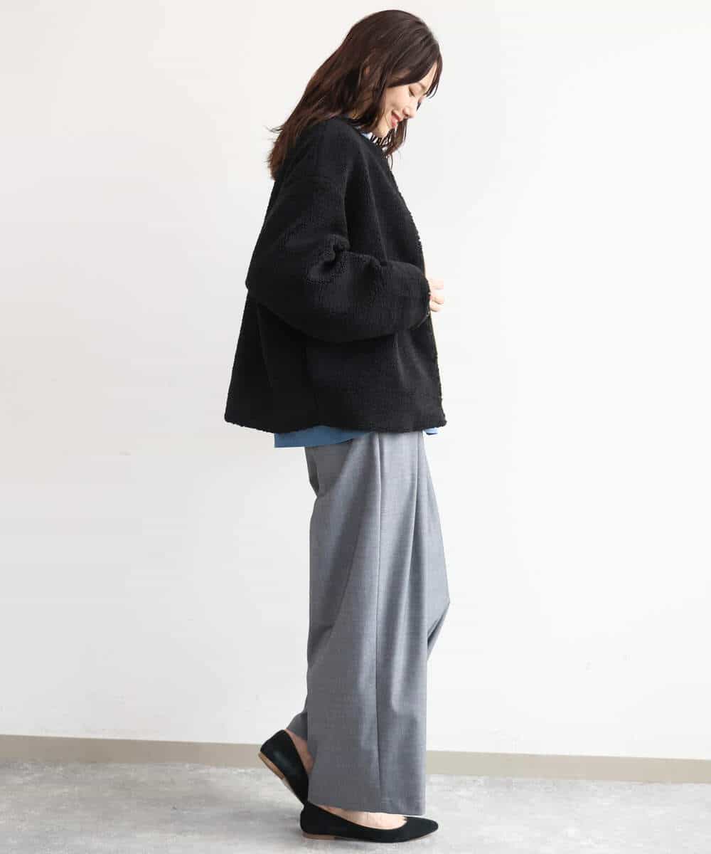 FKLAG53170 MK MICHEL KLEIN(MK ミッシェルクラン) [洗える]バレル風シルエット梳毛パンツ ダークグレー