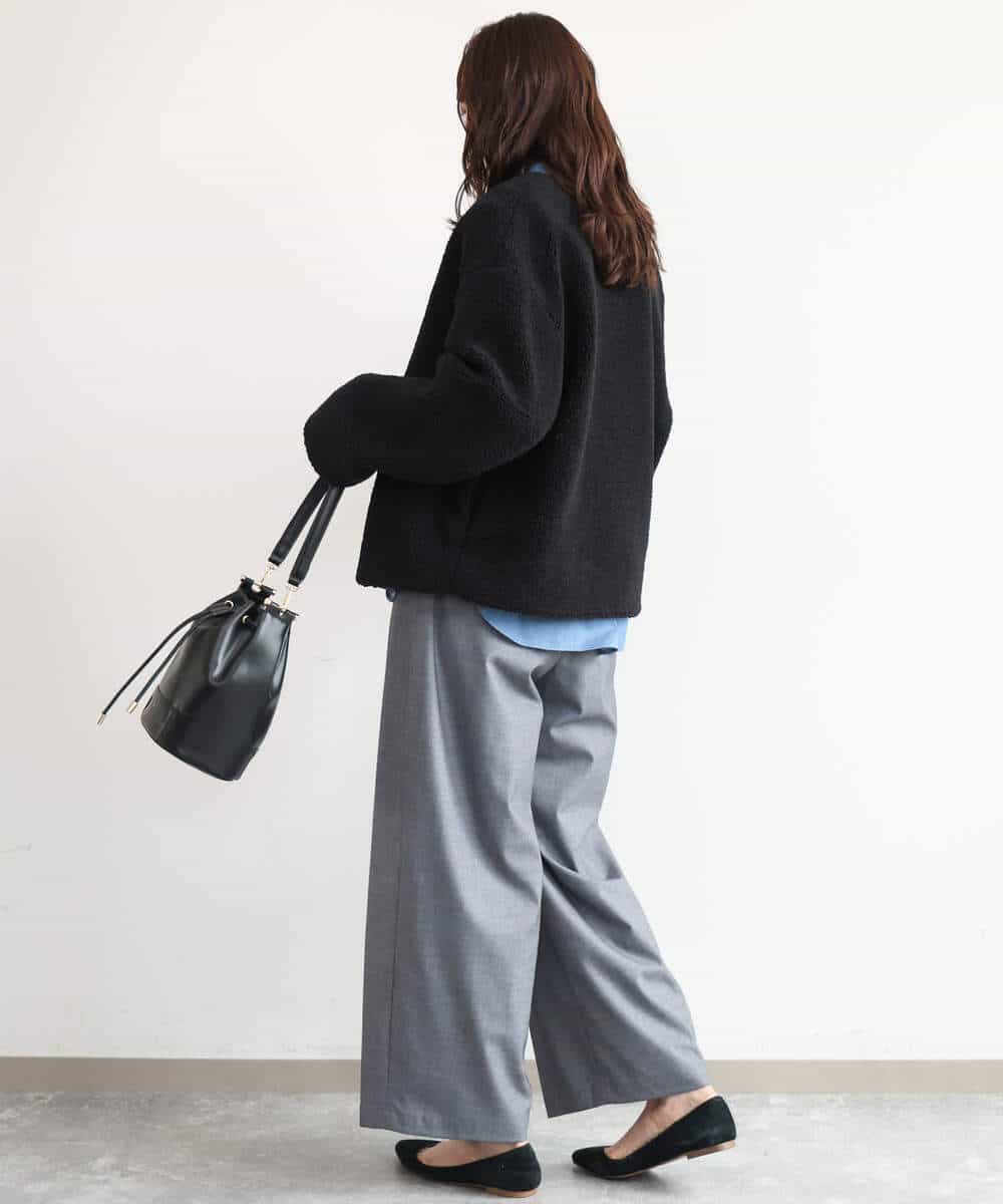 FKLAG53170 MK MICHEL KLEIN(MK ミッシェルクラン) [洗える]バレル風シルエット梳毛パンツ ダークグレー