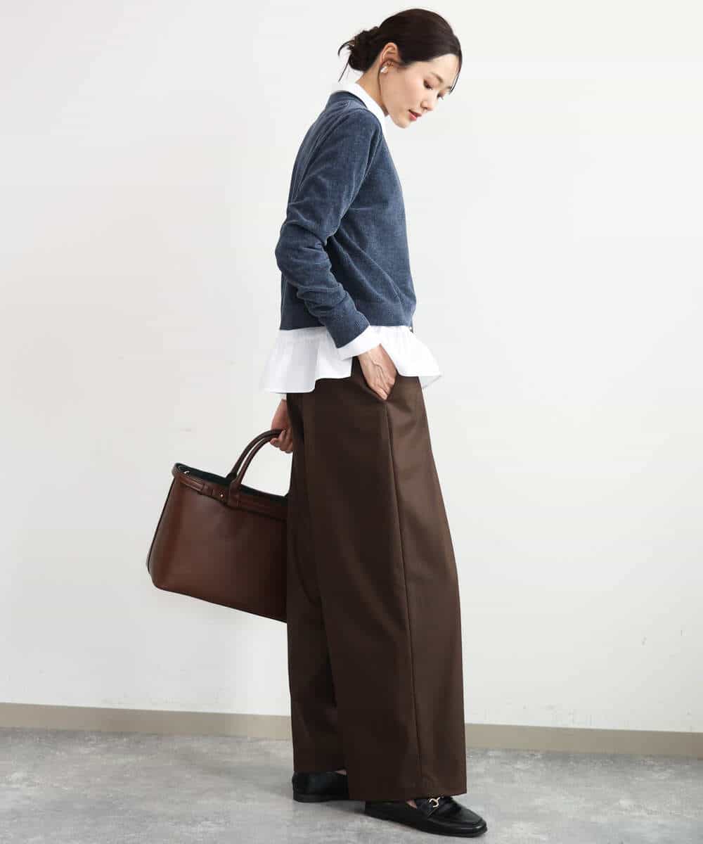 FKLAG53170 MK MICHEL KLEIN(MK ミッシェルクラン) [洗える]バレル風シルエット梳毛パンツ ダークグレー
