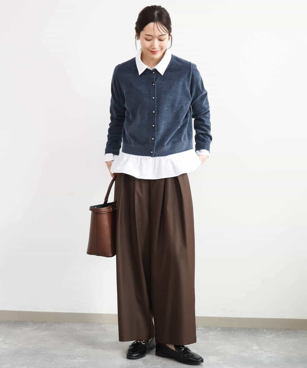 FKLAG53170 MK MICHEL KLEIN(MK ミッシェルクラン) [洗える]バレル風シルエット梳毛パンツ ダークグレー