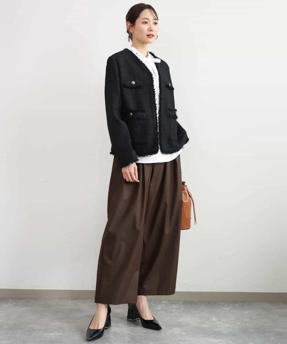 FKLAG53170 MK MICHEL KLEIN(MK ミッシェルクラン) [洗える]バレル風シルエット梳毛パンツ ダークグレー