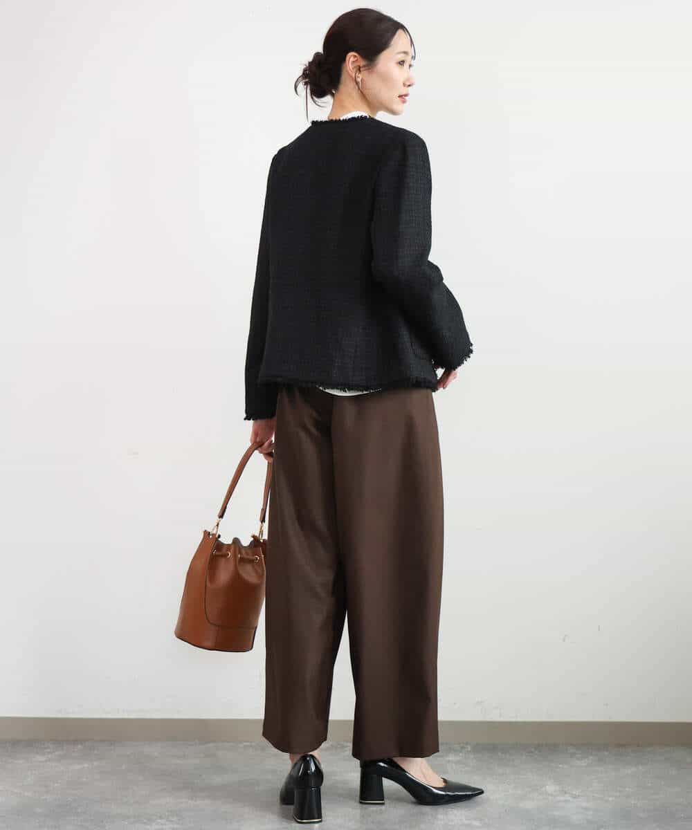 FKLAG53170 MK MICHEL KLEIN(MK ミッシェルクラン) [洗える]バレル風シルエット梳毛パンツ ダークグレー