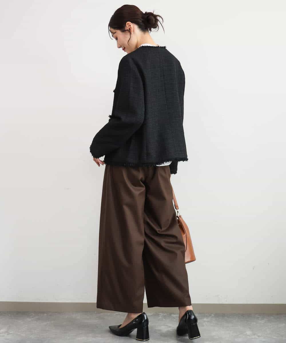 FKLAG53170 MK MICHEL KLEIN(MK ミッシェルクラン) [洗える]バレル風シルエット梳毛パンツ ダークグレー
