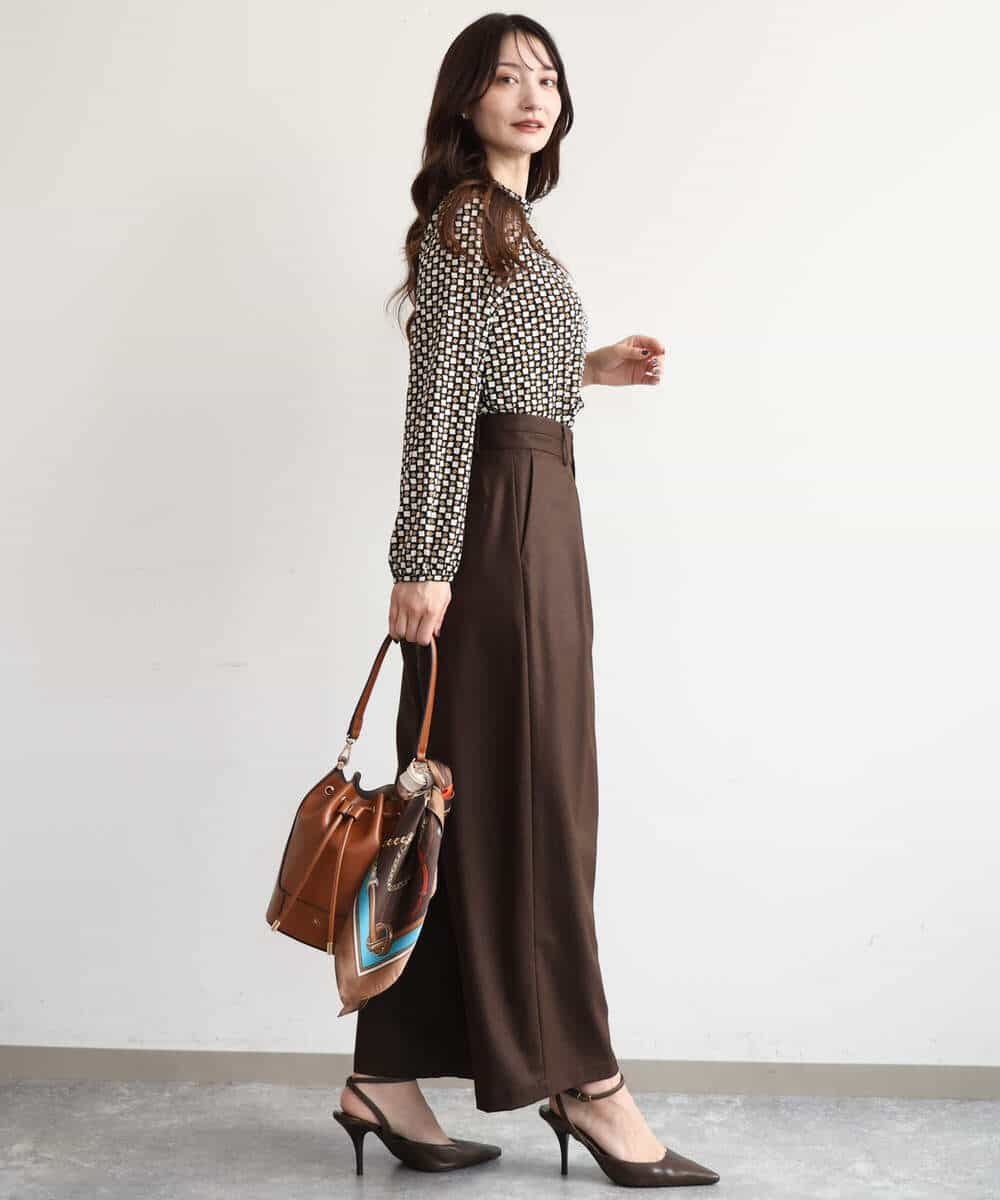 FKLAG53170 MK MICHEL KLEIN(MK ミッシェルクラン) [洗える]バレル風シルエット梳毛パンツ ダークグレー