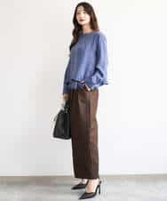 FKLAG53170 MK MICHEL KLEIN(MK ミッシェルクラン) [洗える]バレル風シルエット梳毛パンツ ダークグレー