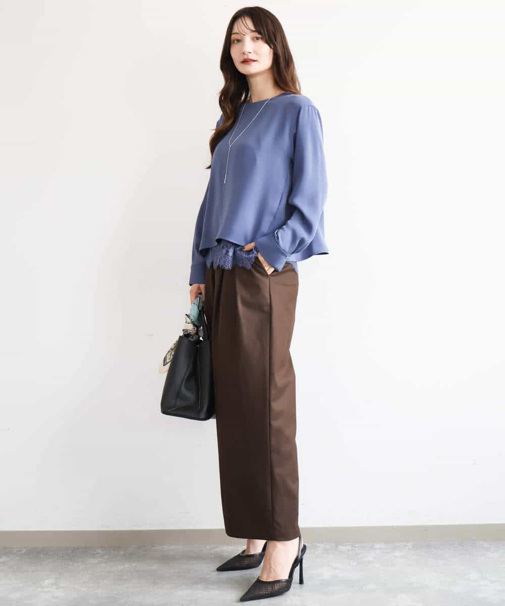 FKLAG53170 MK MICHEL KLEIN(MK ミッシェルクラン) [洗える]バレル風シルエット梳毛パンツ ダークグレー