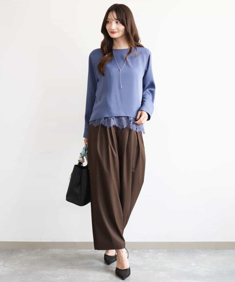 FKLAG53170 MK MICHEL KLEIN(MK ミッシェルクラン) [洗える]バレル風シルエット梳毛パンツ ダークグレー