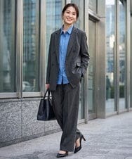 FKLAG55160 MK MICHEL KLEIN(MK ミッシェルクラン) [洗える/イージーケア/抗ピリング/ナチュラルストレッチ]センタープレスワイドパンツ（チェック柄） ブラウン