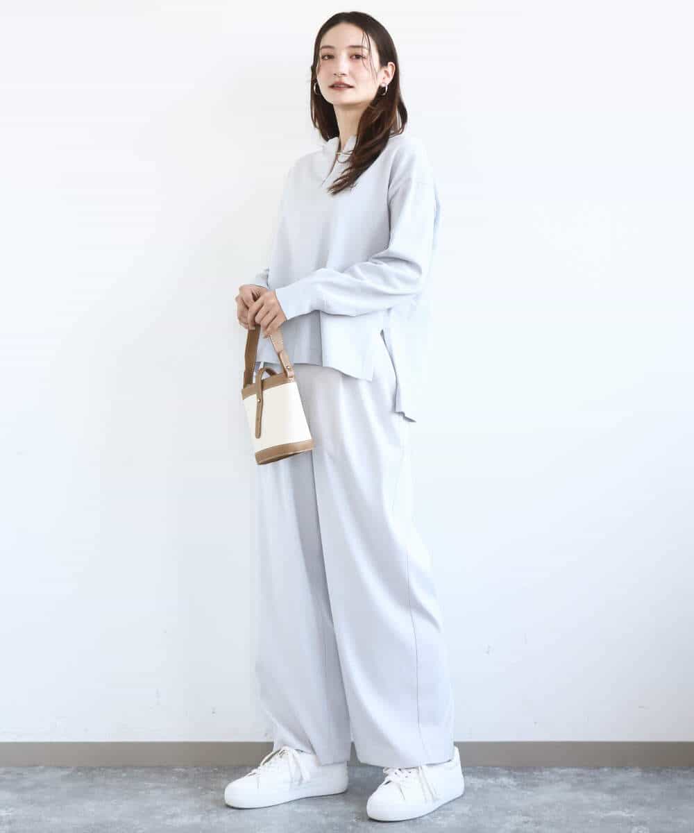 FKLGD21160 MK MICHEL KLEIN(MK ミッシェルクラン) [洗える]TRストレッチワイドパンツ ライトグレー