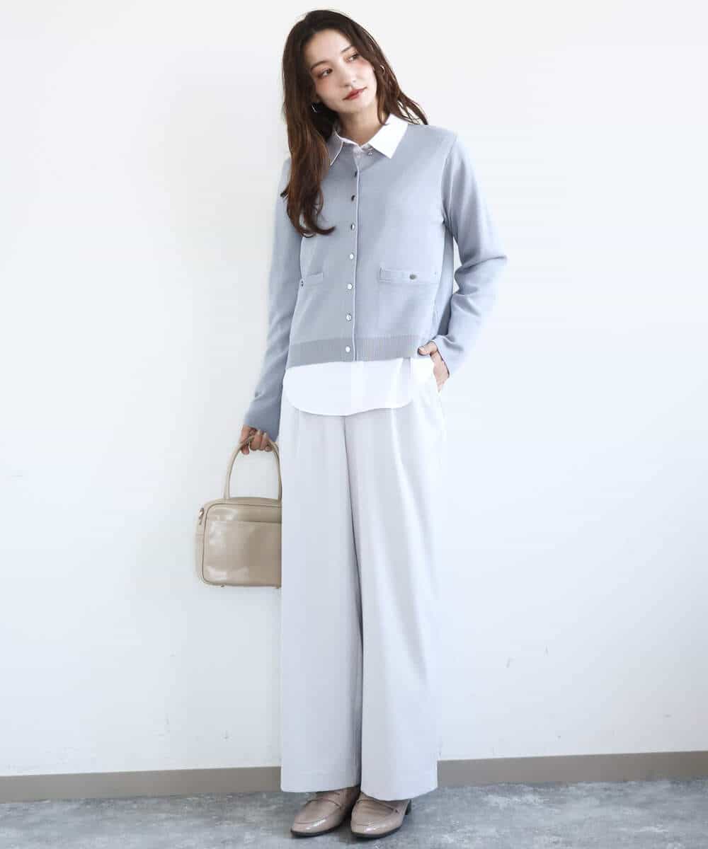 FKLGD21160 MK MICHEL KLEIN(MK ミッシェルクラン) [洗える]TRストレッチワイドパンツ ライトグレー