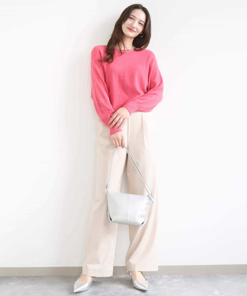 FKLGD30160 MK MICHEL KLEIN(MK ミッシェルクラン) [SANAGARAシリーズ/UVカット/接触冷感/洗える]デニムライク ワイドパンツ ネイビー