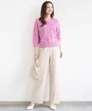 FKLGD30160 MK MICHEL KLEIN(MK ミッシェルクラン) [SANAGARAシリーズ/UVカット/接触冷感/洗える]デニムライク ワイドパンツ ネイビー