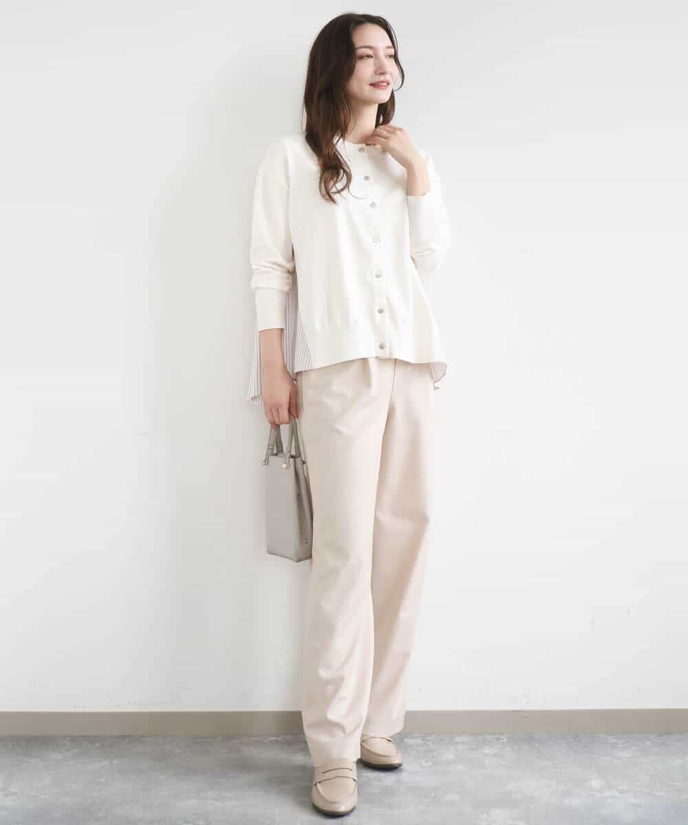 FKLGD30160 MK MICHEL KLEIN(MK ミッシェルクラン) [SANAGARAシリーズ/UVカット/接触冷感/洗える]デニムライク ワイドパンツ ネイビー