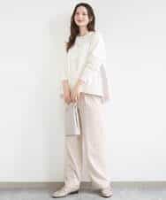 FKLGD30160 MK MICHEL KLEIN(MK ミッシェルクラン) [SANAGARAシリーズ/UVカット/接触冷感/洗える]デニムライク ワイドパンツ ネイビー