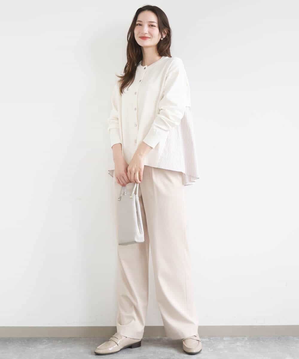FKLGD30160 MK MICHEL KLEIN(MK ミッシェルクラン) [SANAGARAシリーズ/UVカット/接触冷感/洗える]デニムライク ワイドパンツ ネイビー