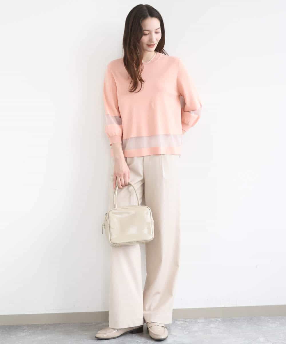 FKLGD30160 MK MICHEL KLEIN(MK ミッシェルクラン) [SANAGARAシリーズ/UVカット/接触冷感/洗える]デニムライク ワイドパンツ ネイビー