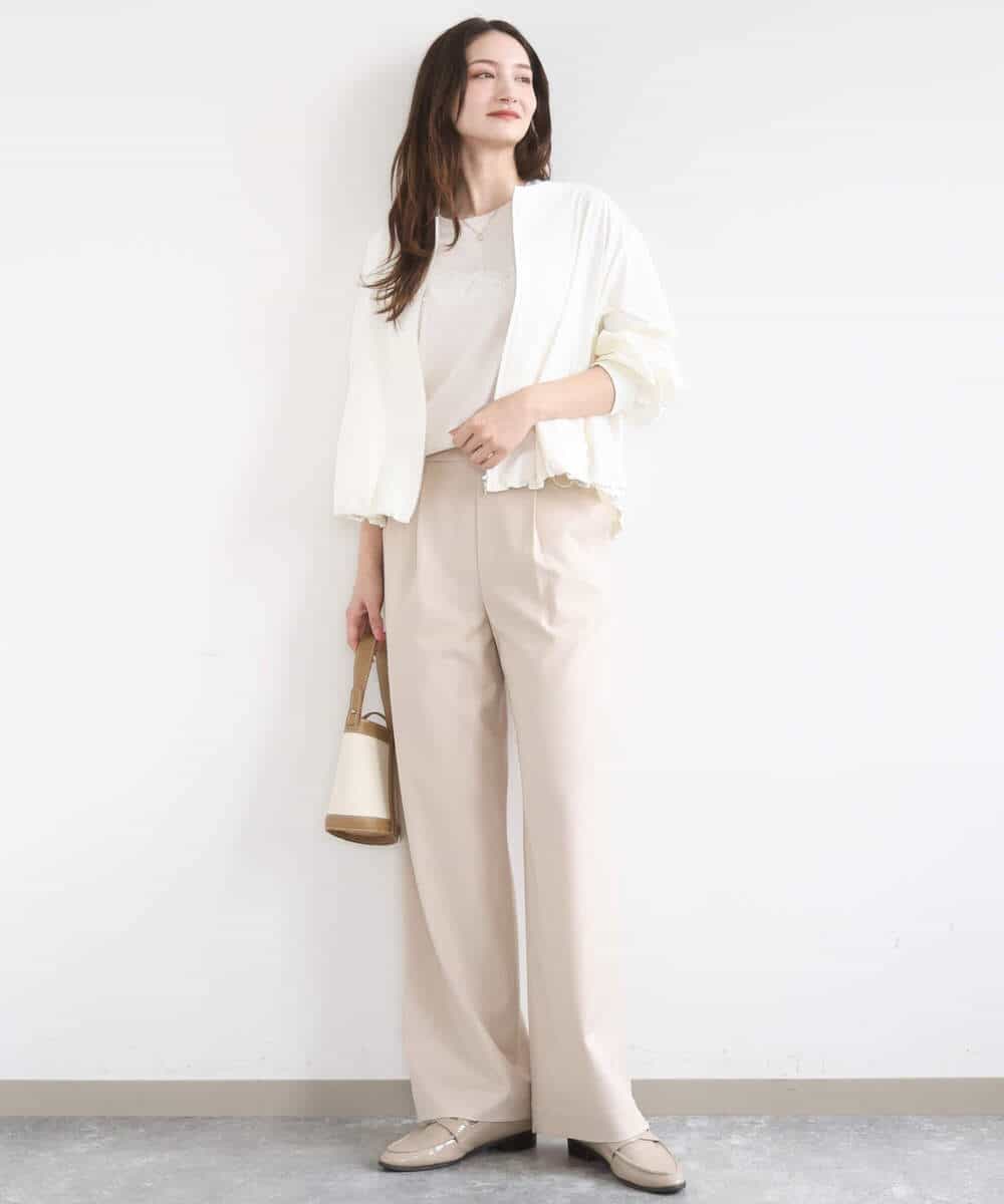 FKLGD30160 MK MICHEL KLEIN(MK ミッシェルクラン) [SANAGARAシリーズ/UVカット/接触冷感/洗える]デニムライク ワイドパンツ ネイビー