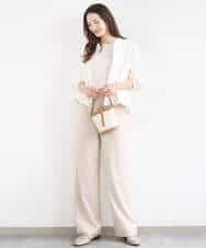 FKLGD30160 MK MICHEL KLEIN(MK ミッシェルクラン) [SANAGARAシリーズ/UVカット/接触冷感/洗える]デニムライク ワイドパンツ ネイビー