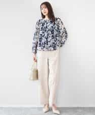 FKLGD30160 MK MICHEL KLEIN(MK ミッシェルクラン) [SANAGARAシリーズ/UVカット/接触冷感/洗える]デニムライク ワイドパンツ ネイビー