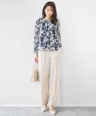 FKLGD30160 MK MICHEL KLEIN(MK ミッシェルクラン) [SANAGARAシリーズ/UVカット/接触冷感/洗える]デニムライク ワイドパンツ ネイビー