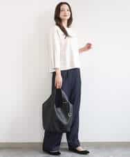 FKLGD30160 MK MICHEL KLEIN(MK ミッシェルクラン) [SANAGARAシリーズ/UVカット/接触冷感/洗える]デニムライク ワイドパンツ ネイビー