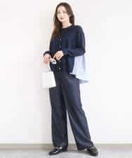 FKLGD30160 MK MICHEL KLEIN(MK ミッシェルクラン) [SANAGARAシリーズ/UVカット/接触冷感/洗える]デニムライク ワイドパンツ ネイビー