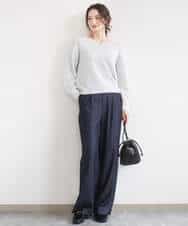FKLGD30160 MK MICHEL KLEIN(MK ミッシェルクラン) [SANAGARAシリーズ/UVカット/接触冷感/洗える]デニムライク ワイドパンツ ネイビー