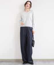 FKLGD30160 MK MICHEL KLEIN(MK ミッシェルクラン) [SANAGARAシリーズ/UVカット/接触冷感/洗える]デニムライク ワイドパンツ ネイビー