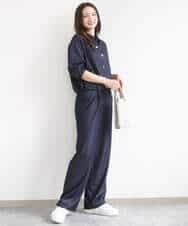 FKLGD30160 MK MICHEL KLEIN(MK ミッシェルクラン) [SANAGARAシリーズ/UVカット/接触冷感/洗える]デニムライク ワイドパンツ ネイビー