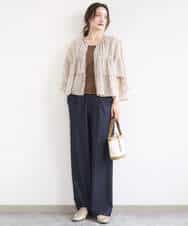 FKLGD30160 MK MICHEL KLEIN(MK ミッシェルクラン) [SANAGARAシリーズ/UVカット/接触冷感/洗える]デニムライク ワイドパンツ ネイビー